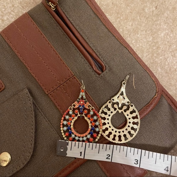 New York & Company Red & Blue Beaded Drop Earrings - Picture 5 of 6